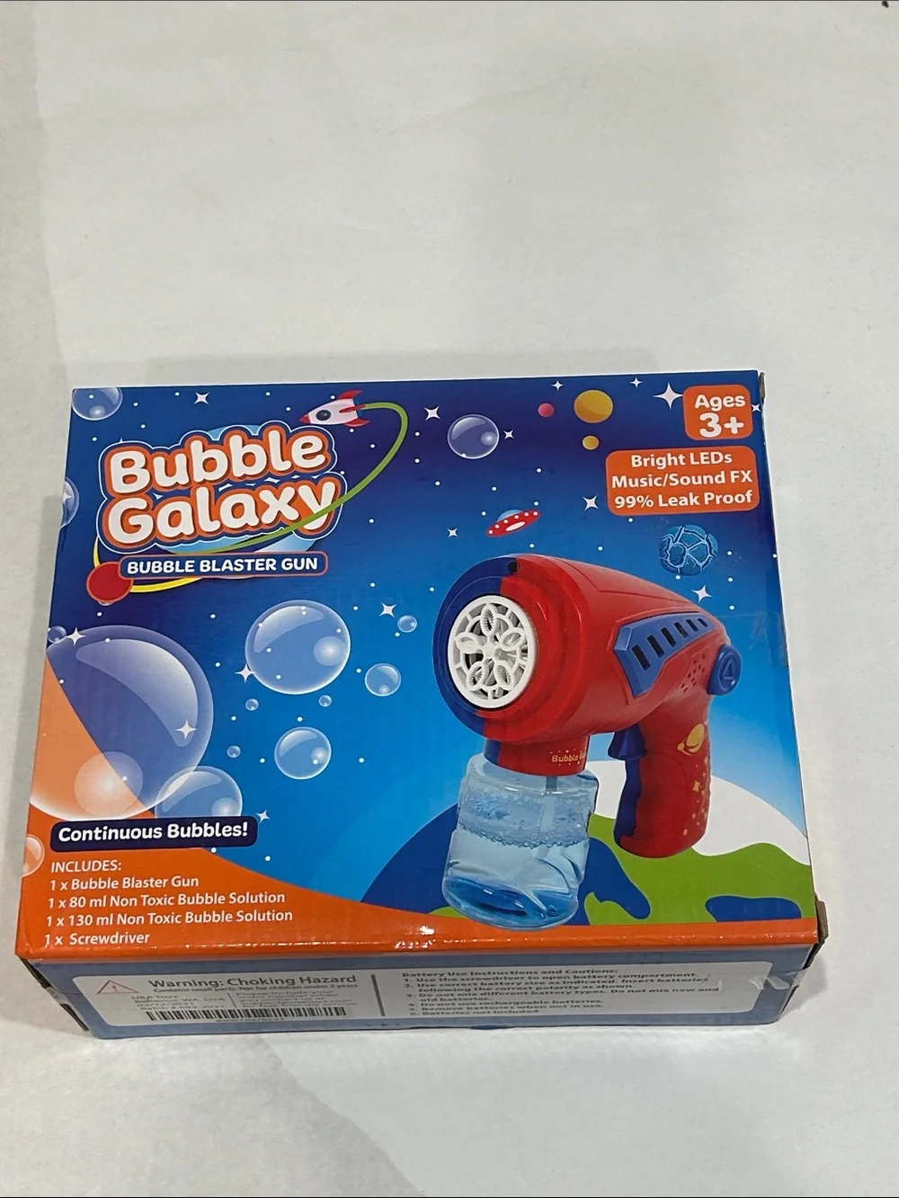 Bubble Galaxy Blaster Gun for Kids - Red and Blue music play toy new in box
